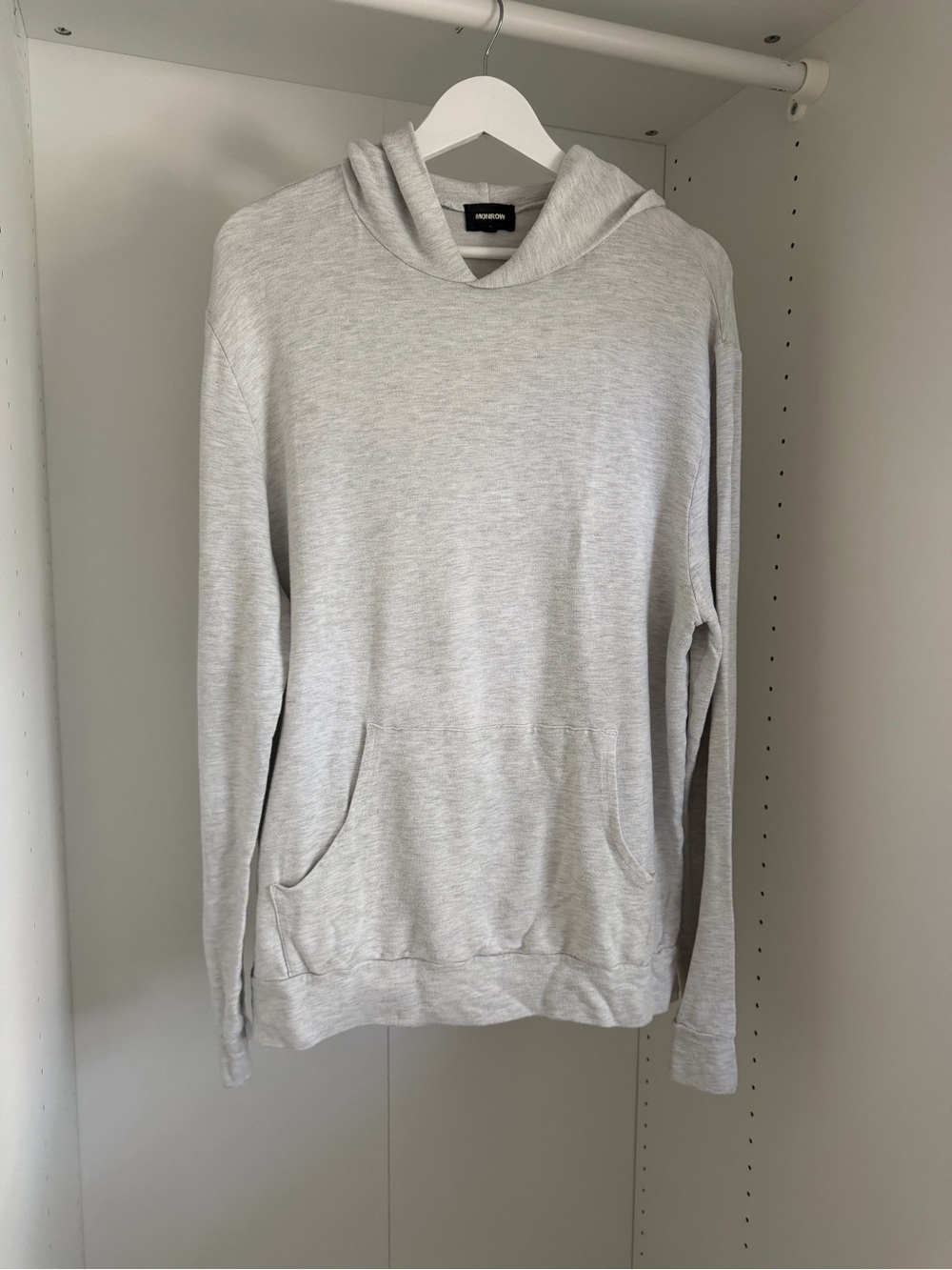 MONROW Men’s Supersoft Pullover Hoodie Heather Gray Size L Made in USA